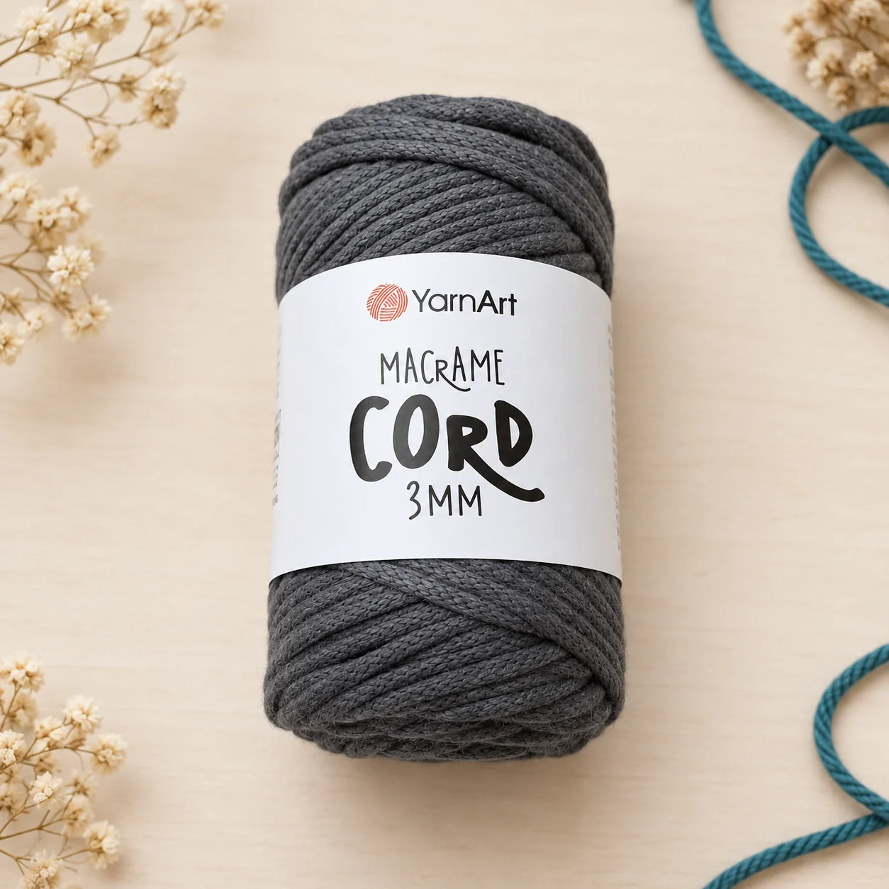Шнур для макраме YarnArt Macrame Cord 3 мм, сірий