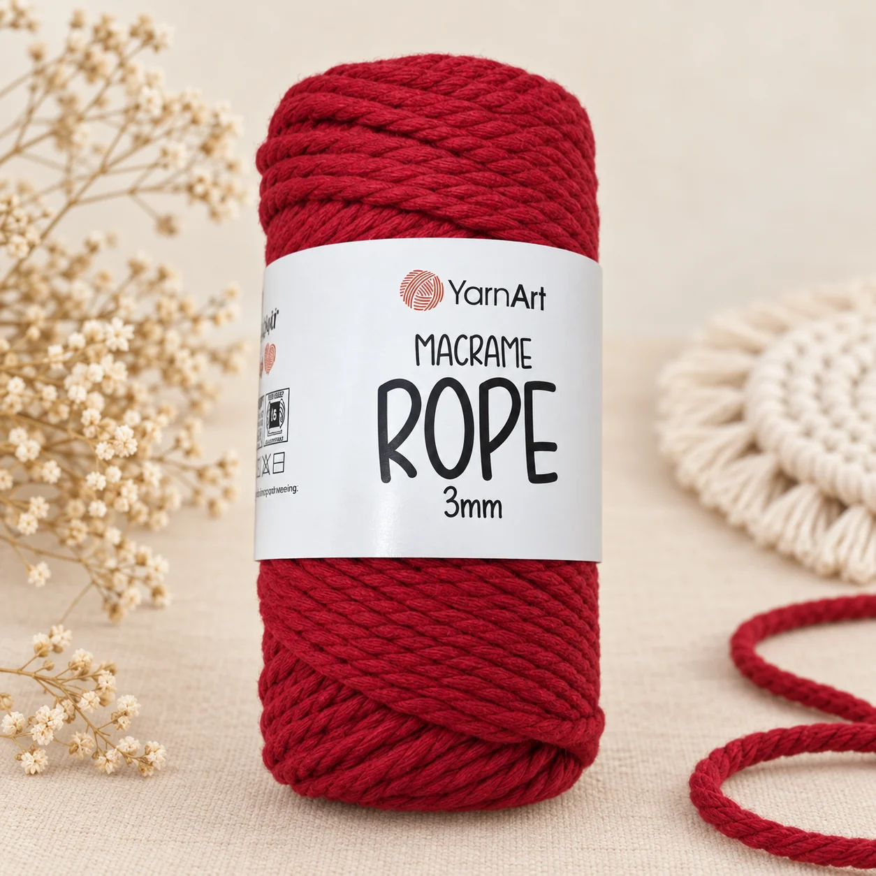 Шнур для макраме YarnArt Macrame Rope 3 мм, червоний
