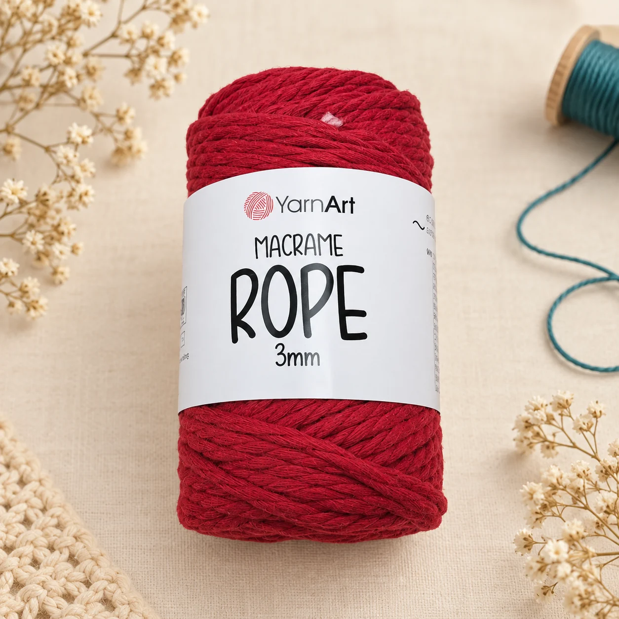 Шнур для макраме YarnArt Macrame Rope 3 мм, червоний