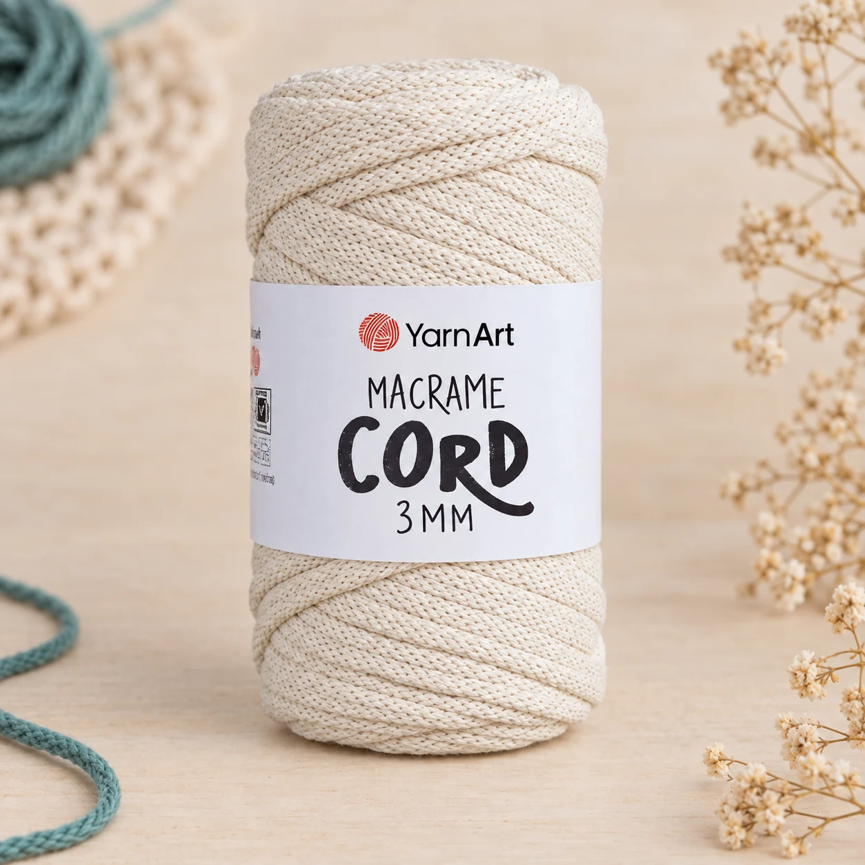 Шнур для макраме YarnArt Macrame Cord 3 мм, молочно-білий
