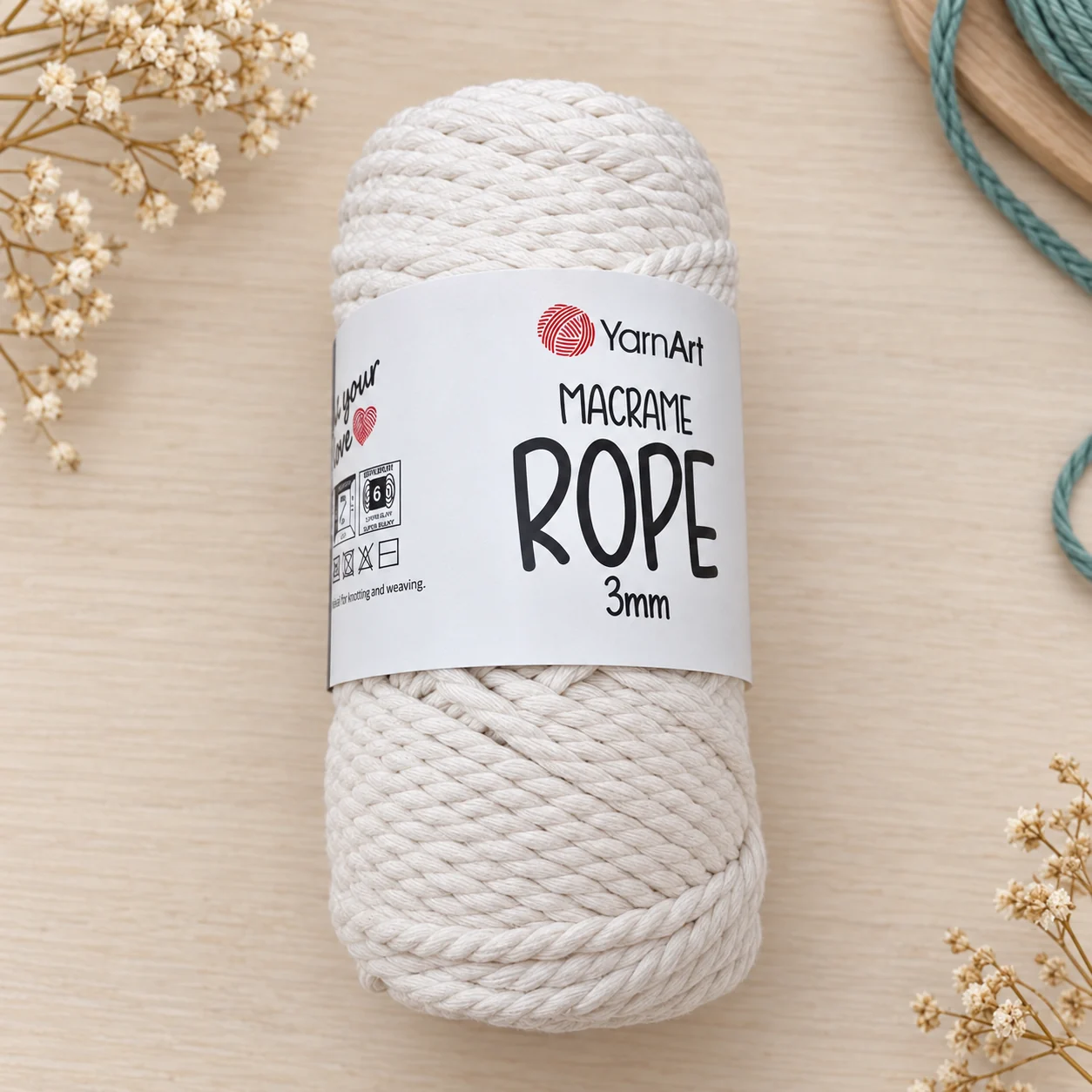 Шнур для макраме YarnArt Macrame Cord 3 мм, молочно-білий